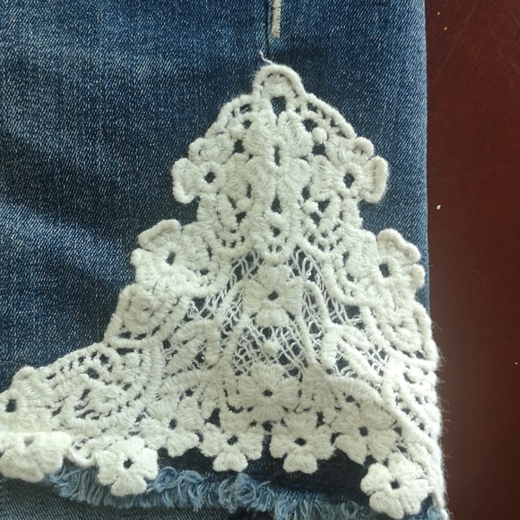 Revolution denim shorts cutoffs with crochet insets - Picture 4 of 5